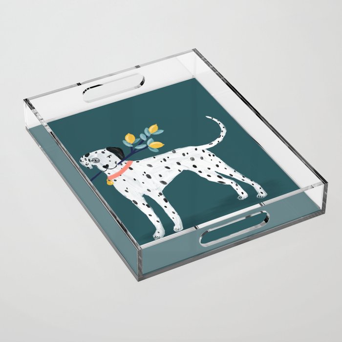 Dalmatian with Lemon Tree in Teal Acrylic Tray Gallery Image 1