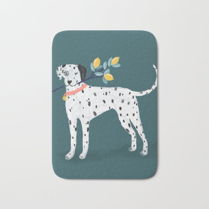 Dalmatian with Lemon Tree in Teal Bath Mat Gallery Image 1