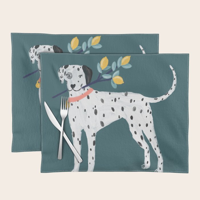 Dalmatian with Lemon Tree in Teal Placemat Gallery Image 1