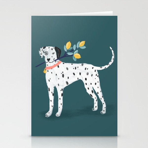 Dalmatian with Lemon Tree in Teal Stationery Card Gallery Image 2