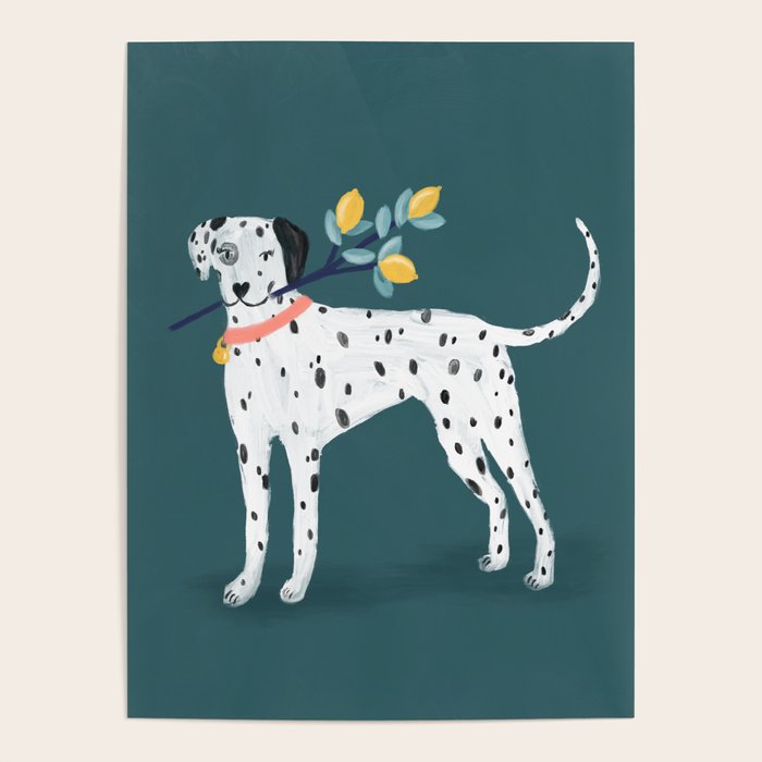Dalmatian with Lemon Tree in Teal Poster Gallery Image 4