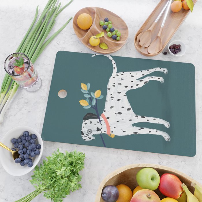 Dalmatian with Lemon Tree in Teal Cutting Board Gallery Image 2