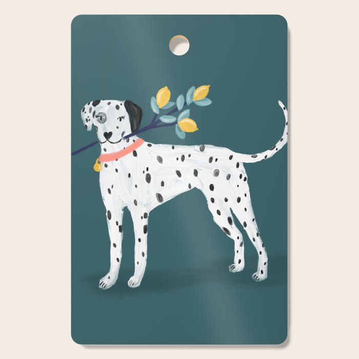 Dalmatian with Lemon Tree in Teal Cutting Board Gallery Image 1