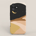 Desert Nights, Modern Bohemian Travel Sand Dunes, Eclectic Moon Stars Vintage Arc, Pastel Building Nature Landscape  iPhone Case Gallery Image 1