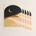 Desert Nights, Modern Bohemian Travel Sand Dunes, Eclectic Moon Stars Vintage Arc, Pastel Building Nature Landscape  Wrapping Paper Gallery Image 3