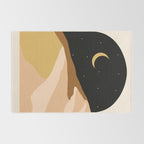 Desert Nights, Modern Bohemian Travel Sand Dunes, Eclectic Moon Stars Vintage Arc, Pastel Building Nature Landscape  Rug Gallery Image 2