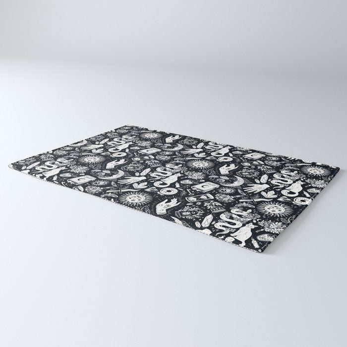 Witchy Things In Black And White Rug Gallery Image 3