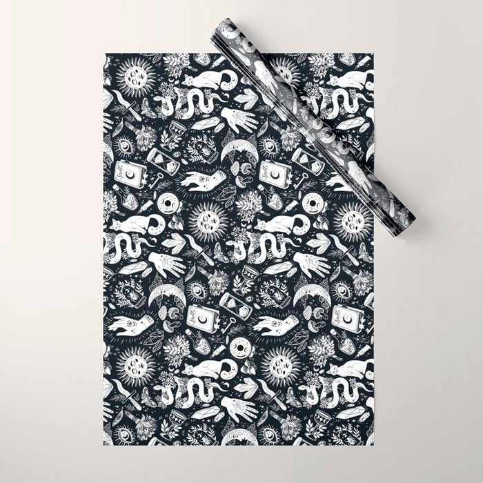 Witchy Things In Black And White Wrapping Paper Gallery Image 1