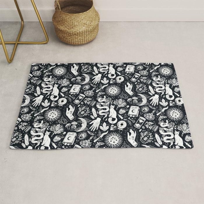 Witchy Things In Black And White Rug Gallery Image 1