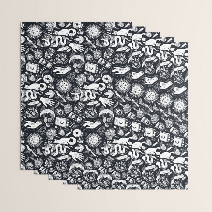 Witchy Things In Black And White Wrapping Paper Gallery Image 3