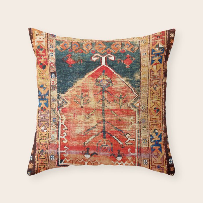 Konya Central Anatolian Niche Rug Print Throw Pillow Gallery Image 1