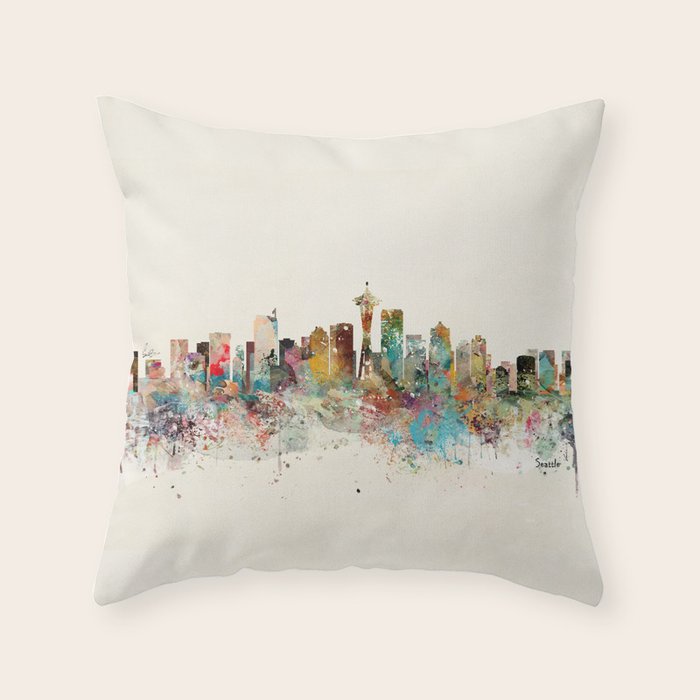 seattle skyline Throw Pillow Gallery Image 1