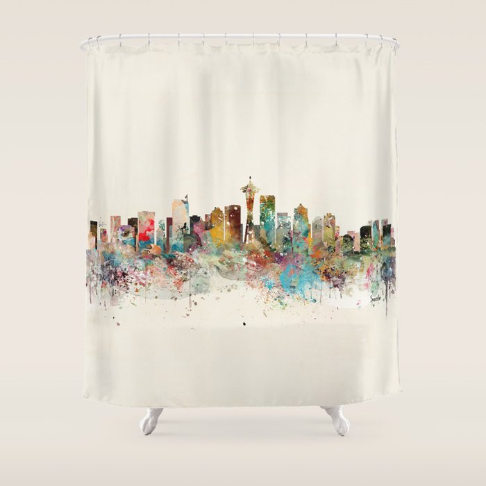 seattle skyline Shower Curtain Gallery Image 1