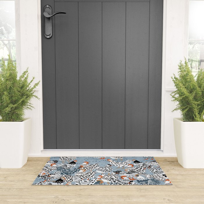 Favorite chickens blue Welcome Mat Gallery Image 3
