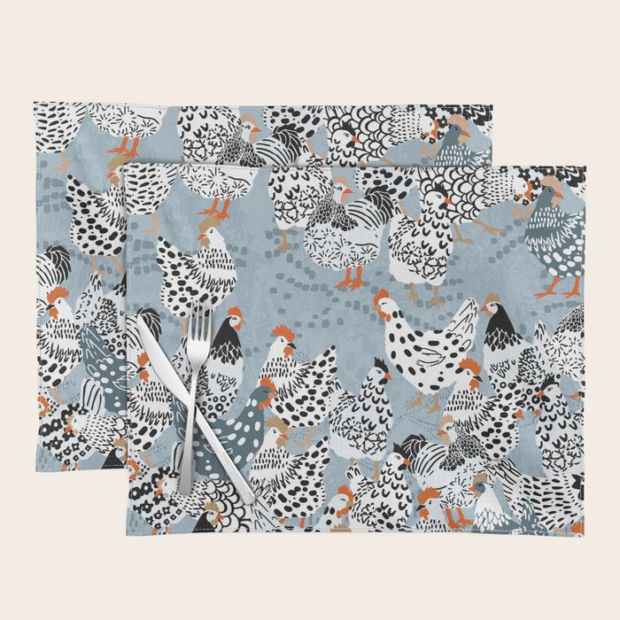 Favorite chickens blue Placemat Gallery Image 1