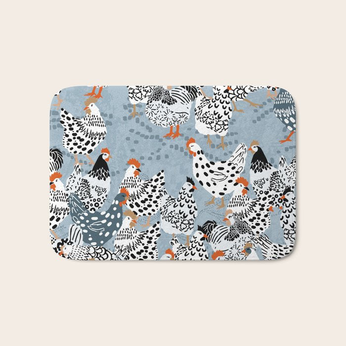 Favorite chickens blue Bath Mat Gallery Image 1