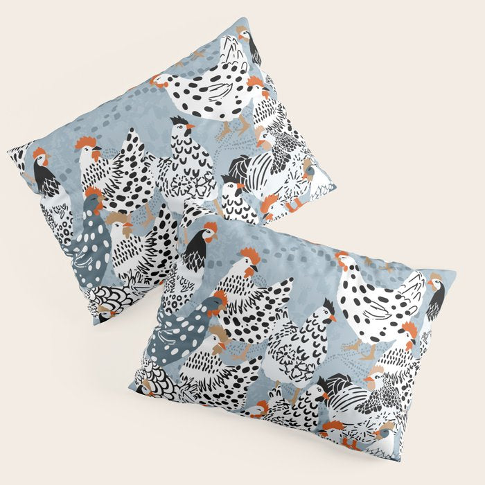 Favorite chickens blue Pillow Sham Gallery Image 3