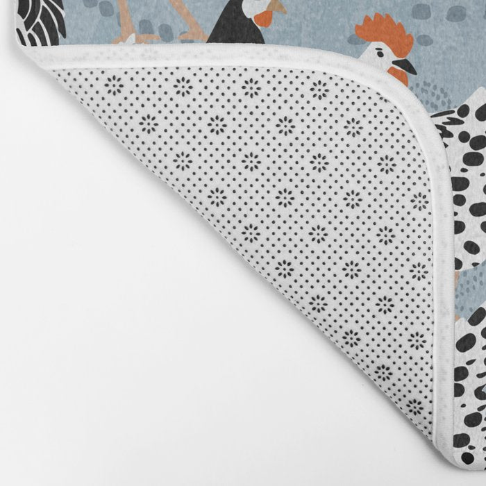 Favorite chickens blue Bath Mat Gallery Image 2