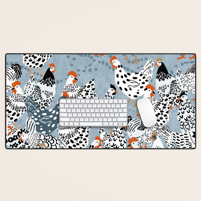 Favorite chickens blue Desk Mat Gallery Image 1