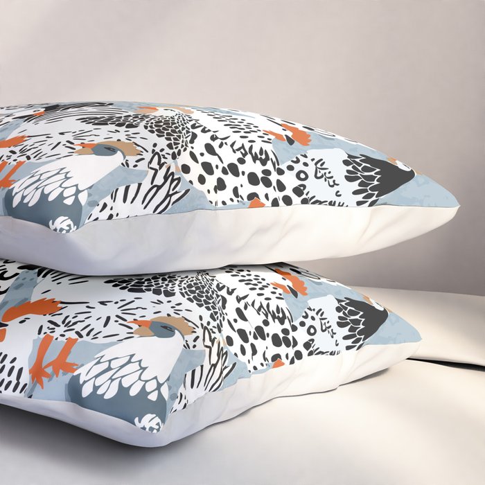 Favorite chickens blue Pillow Sham Gallery Image 3