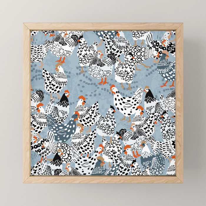 Favorite chickens blue Mini Art Print Gallery Image 1