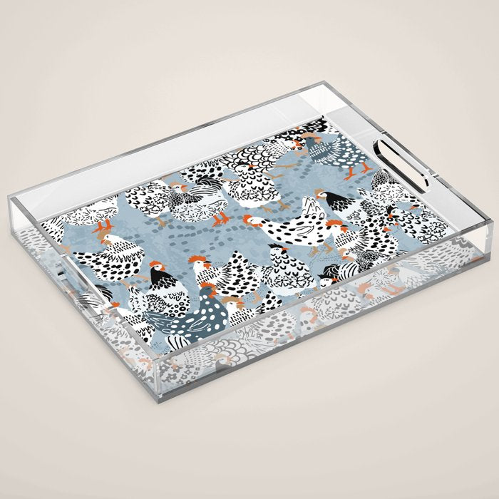 Favorite chickens blue Acrylic Tray Gallery Image 1
