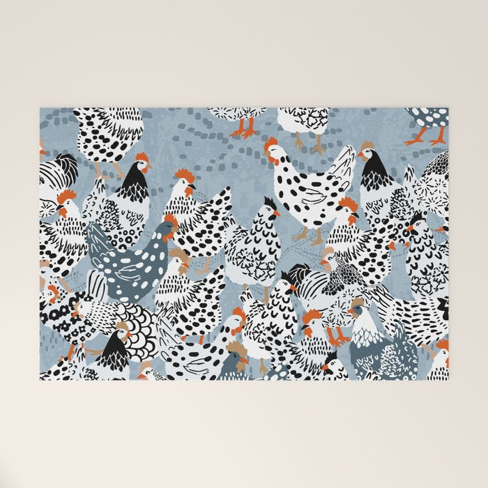 Favorite chickens blue Welcome Mat Gallery Image 1