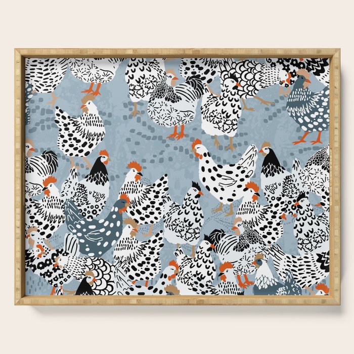 Favorite chickens blue Serving Tray Gallery Image 1
