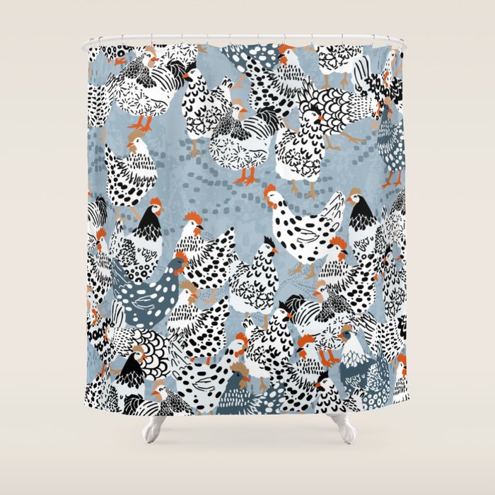 Favorite chickens blue Shower Curtain Gallery Image 1