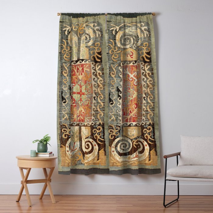 Kaitag 18th Century Caucasian Embroidery Print Window Curtain Gallery Image 1