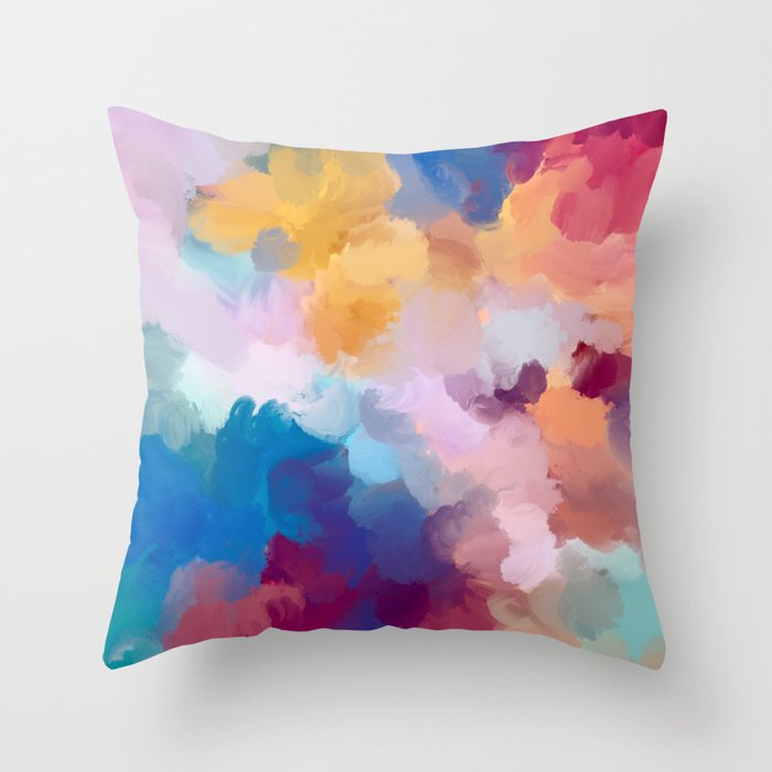 New Beginnings In Full Color | Abstract Texture Color Design Throw Pillow Gallery Image 1