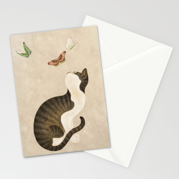Minhwa: cat & butterflies (Korean traditional/folk art) Stationery Card Gallery Image 2