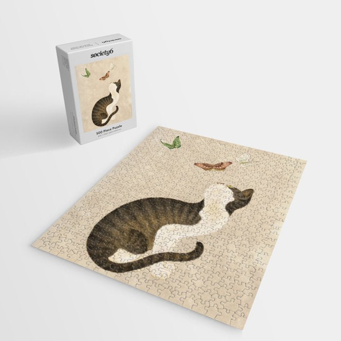 Minhwa: cat & butterflies (Korean traditional/folk art) Jigsaw Puzzle Gallery Image 2