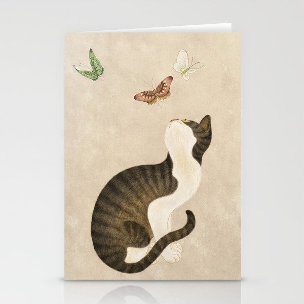 Minhwa: cat & butterflies (Korean traditional/folk art) Stationery Card Gallery Image 2