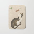 Minhwa: cat & butterflies (Korean traditional/folk art) Bath Mat Gallery Image 1