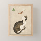 Minhwa: cat & butterflies (Korean traditional/folk art) Mini Art Print Gallery Image 1