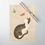 Minhwa: cat & butterflies (Korean traditional/folk art) Wrapping Paper Gallery Image 1