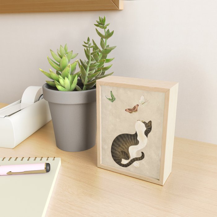 Minhwa: cat & butterflies (Korean traditional/folk art) Mini Art Print Gallery Image 2