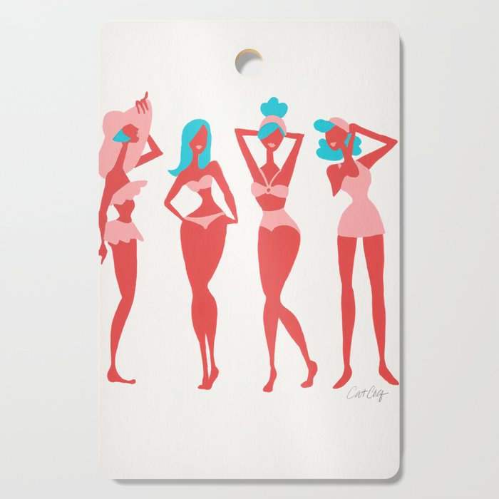 Beach Bombshells - Cyan & Coral Palette Cutting Board Gallery Image 1