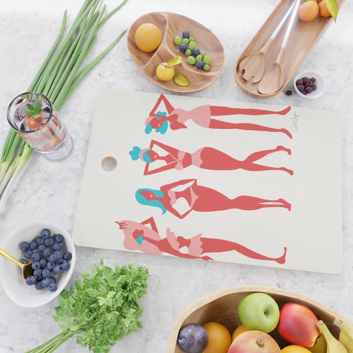 Beach Bombshells - Cyan & Coral Palette Cutting Board Gallery Image 2