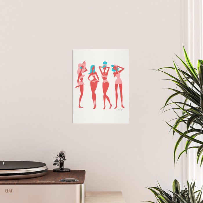 Beach Bombshells - Cyan & Coral Palette Poster Gallery Image 2