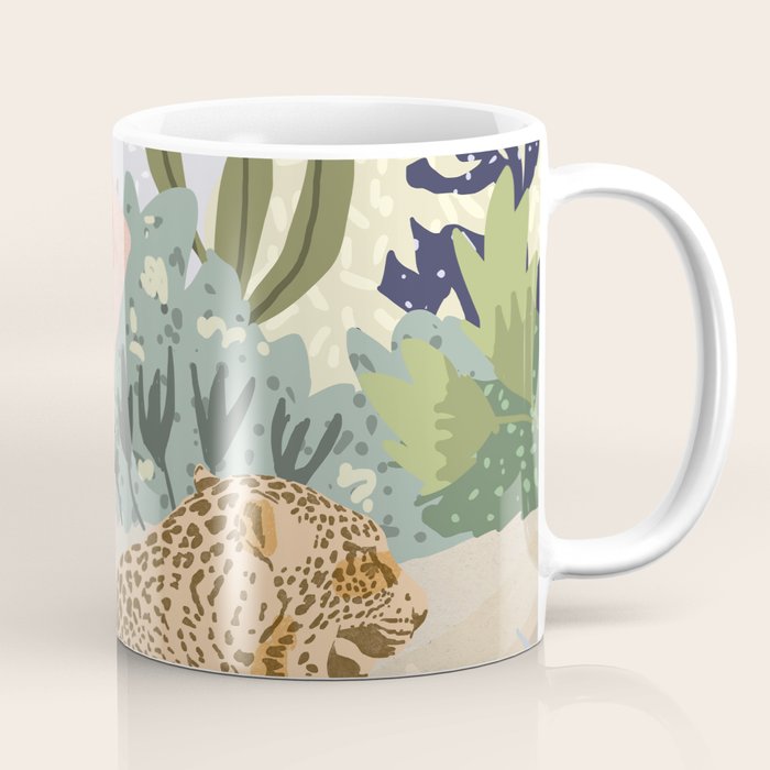 How to Train Your Leopard, Wild Cat Bohemian Woman Painting, Swimming Pool Bikini Summer Swim Animal Coffee Mug Gallery Image 1