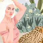 How to Train Your Leopard, Wild Cat Bohemian Woman Painting, Swimming Pool Bikini Summer Swim Animal Coffee Mug Gallery Image 2