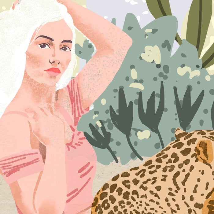 How to Train Your Leopard, Wild Cat Bohemian Woman Painting, Swimming Pool Bikini Summer Swim Animal Coffee Mug Gallery Image 2