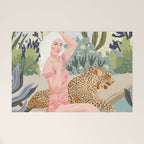 How to Train Your Leopard, Wild Cat Bohemian Woman Painting, Swimming Pool Bikini Summer Swim Animal Welcome Mat Gallery Image 1