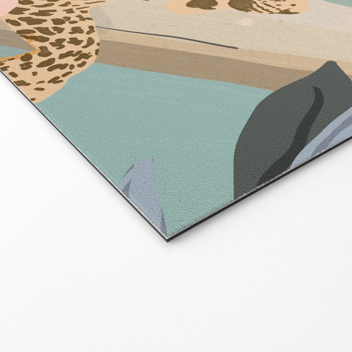 How to Train Your Leopard, Wild Cat Bohemian Woman Painting, Swimming Pool Bikini Summer Swim Animal Welcome Mat Gallery Image 2