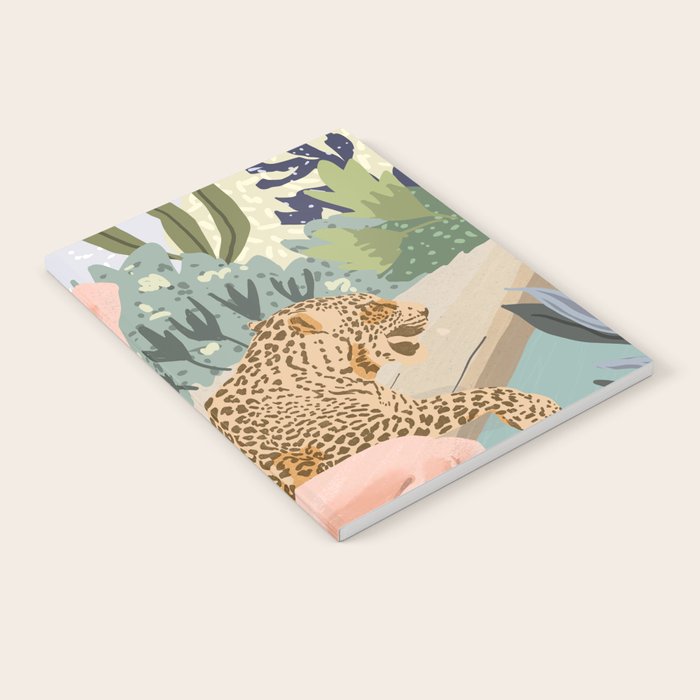 How to Train Your Leopard, Wild Cat Bohemian Woman Painting, Swimming Pool Bikini Summer Swim Animal Notebook Gallery Image 2