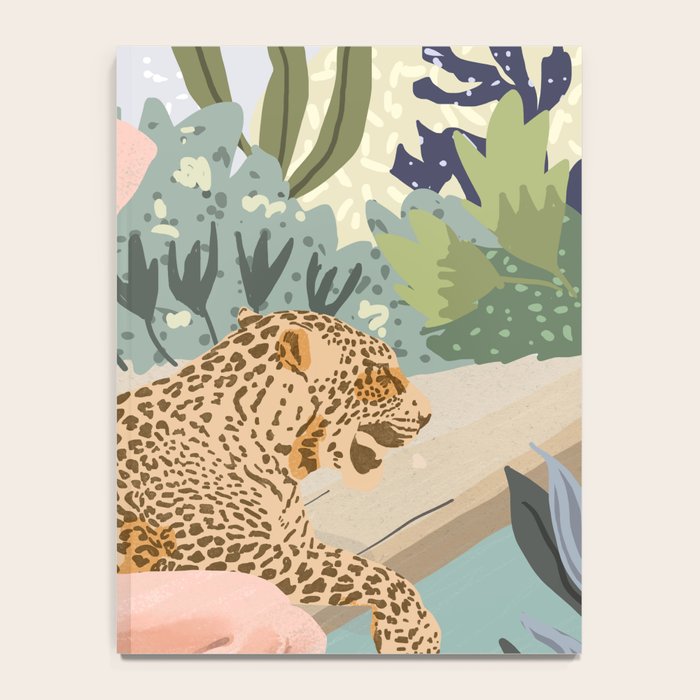 How to Train Your Leopard, Wild Cat Bohemian Woman Painting, Swimming Pool Bikini Summer Swim Animal Notebook Gallery Image 4