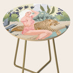 How to Train Your Leopard, Wild Cat Bohemian Woman Painting, Swimming Pool Bikini Summer Swim Animal Side Table Gallery Image 2