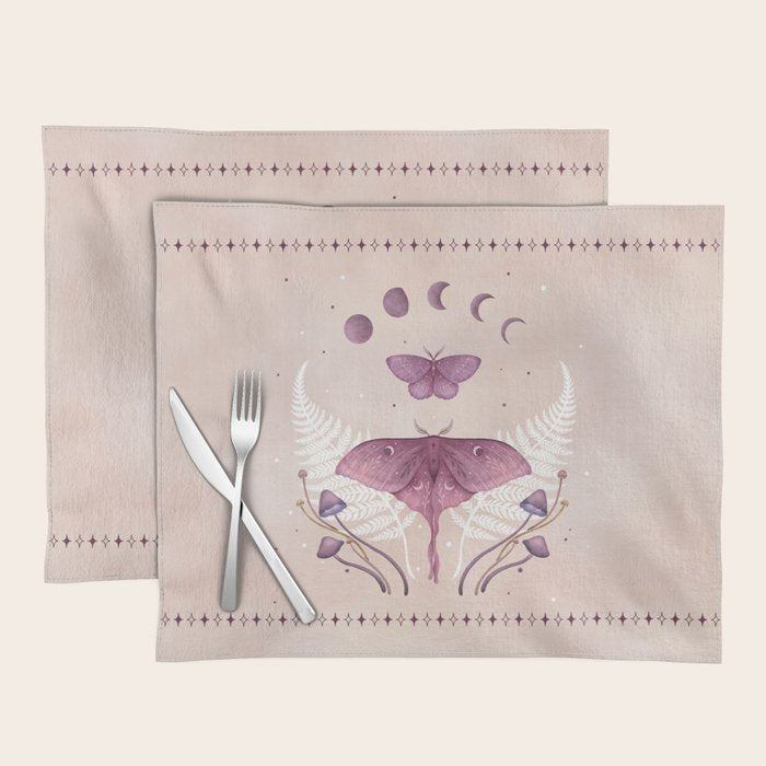 Luna and Emerald - Vintage Pink Placemat Gallery Image 1